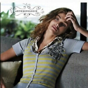 Moth from Anthropologie Cattleya Applique & Beaded  Short Sleeve Cardigan -Small